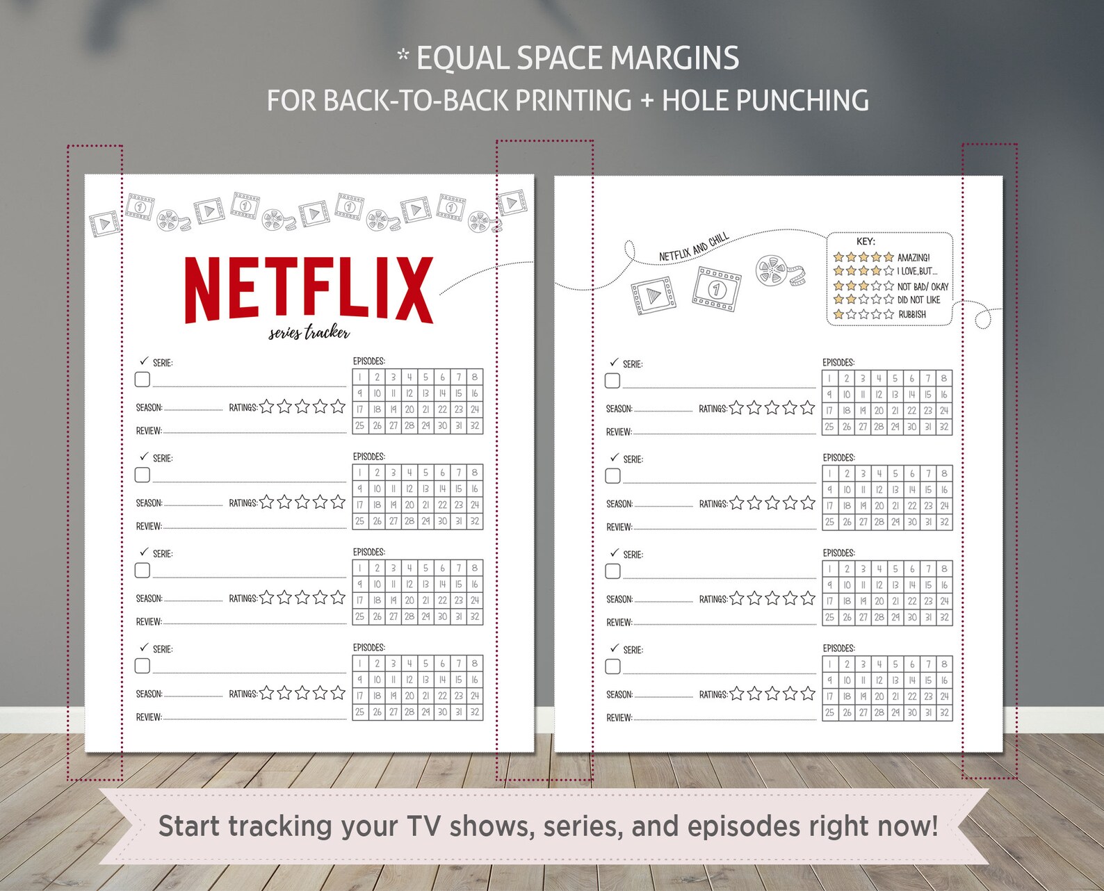 Classic/ Classic Wide Printable Netflix series tracker// | Etsy