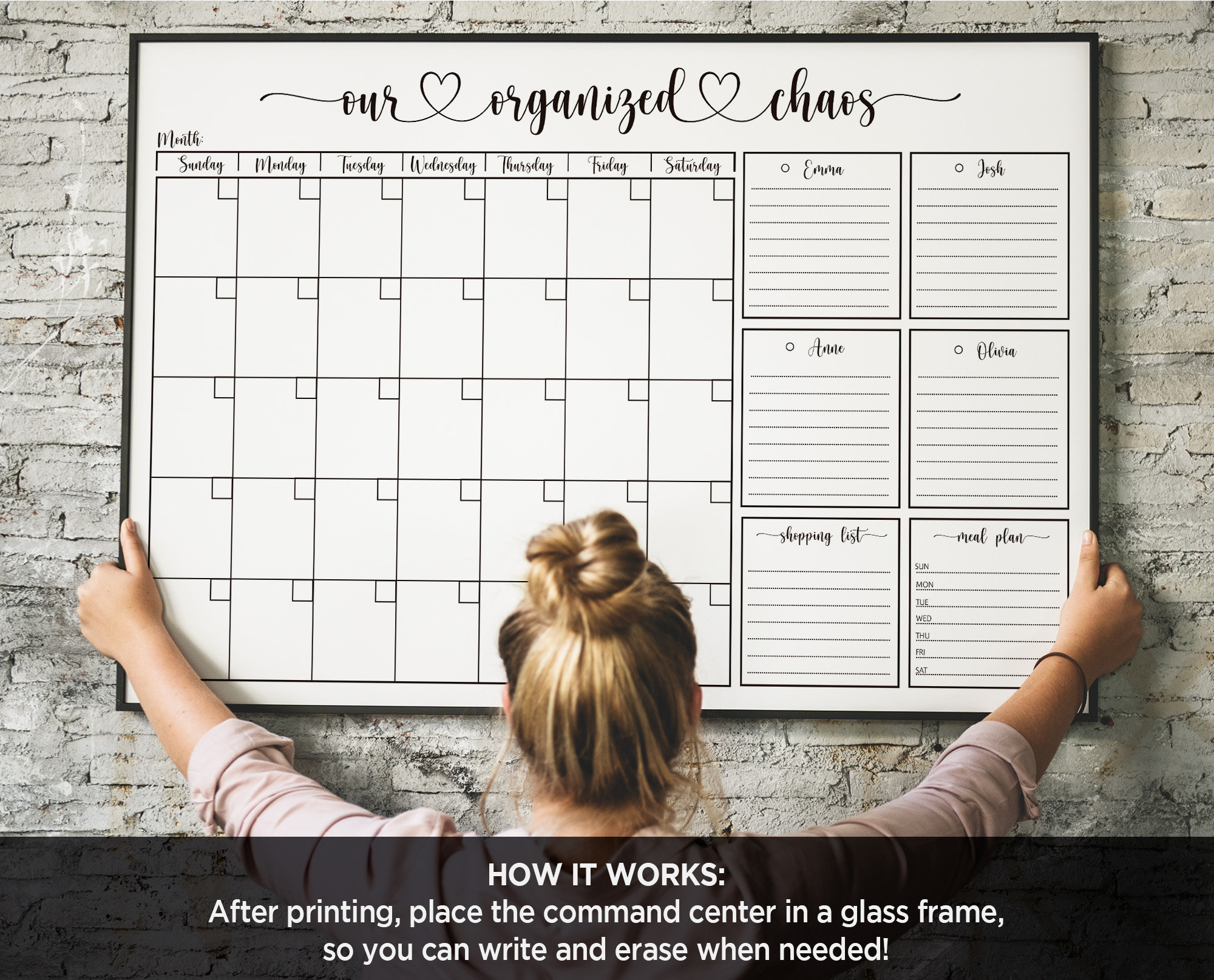 Chalkboard Weekly and Monthly Wall Calendar to Print, Custom Calendar for  Family Routine Organizer or College Plan 24x36 DIGITAL FILE 
