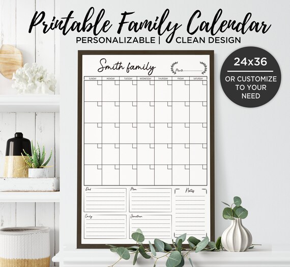 Family Command Center Printable/ Wall Calendar/ Minimalist | Etsy