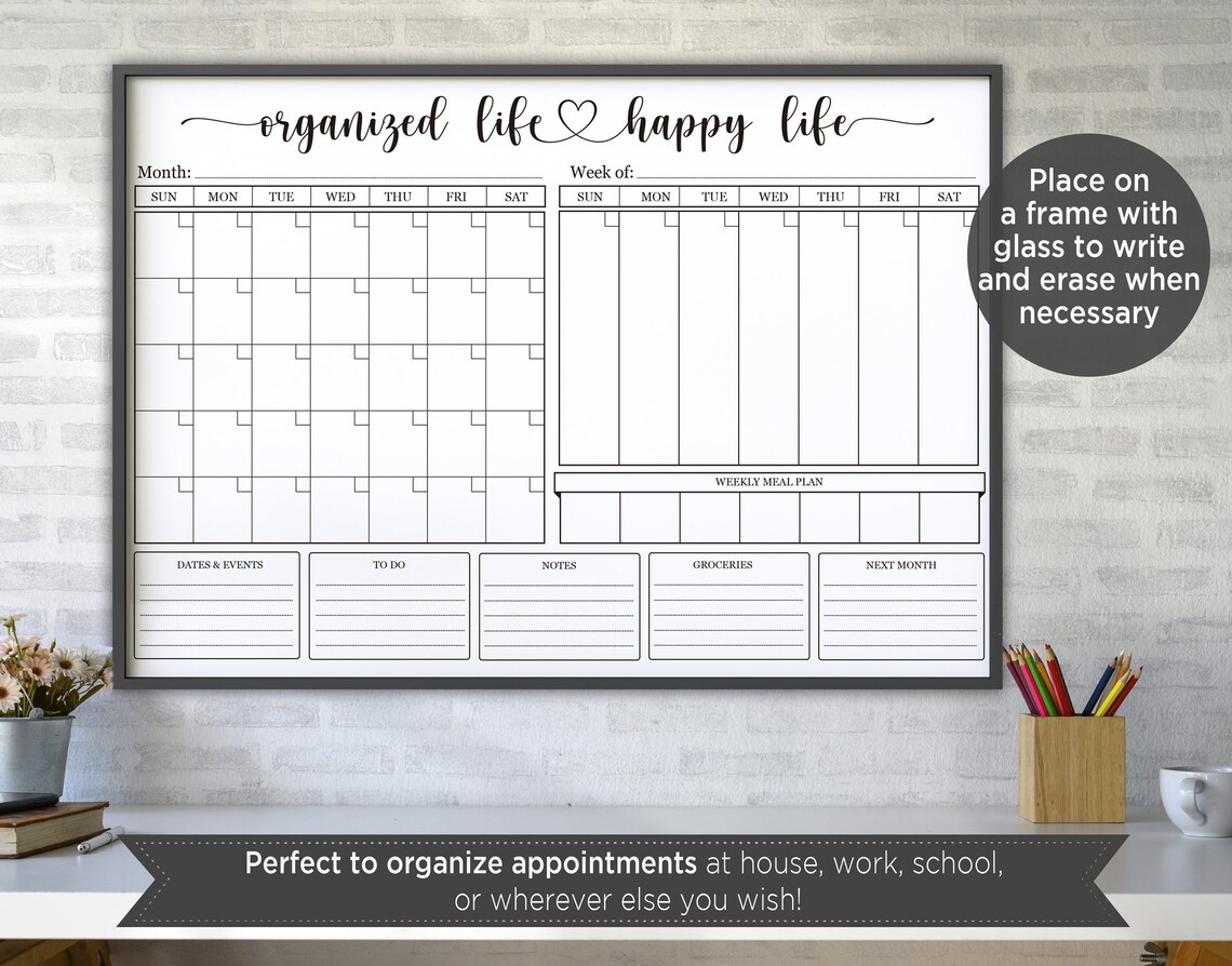 Family Command Center Printable/ Monthly &amp; Weekly Organizer/ - Etsy