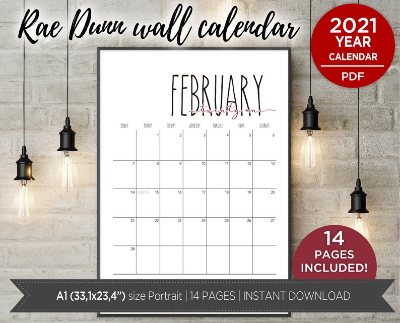 Rae Dunn inspiration 2021 wall calendar printable/ blank | Etsy