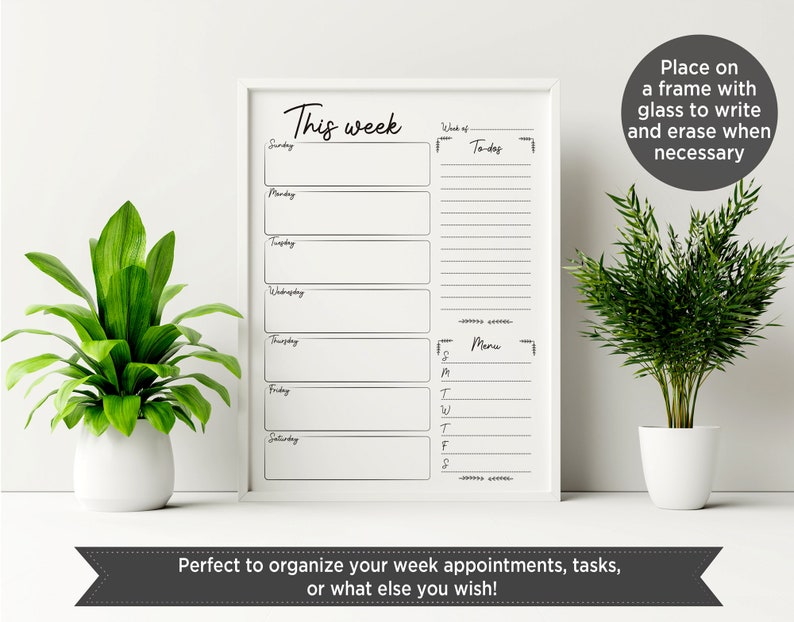 Wall Weekly Planner Schedule Printable/ Family Wall Calendar Etsy