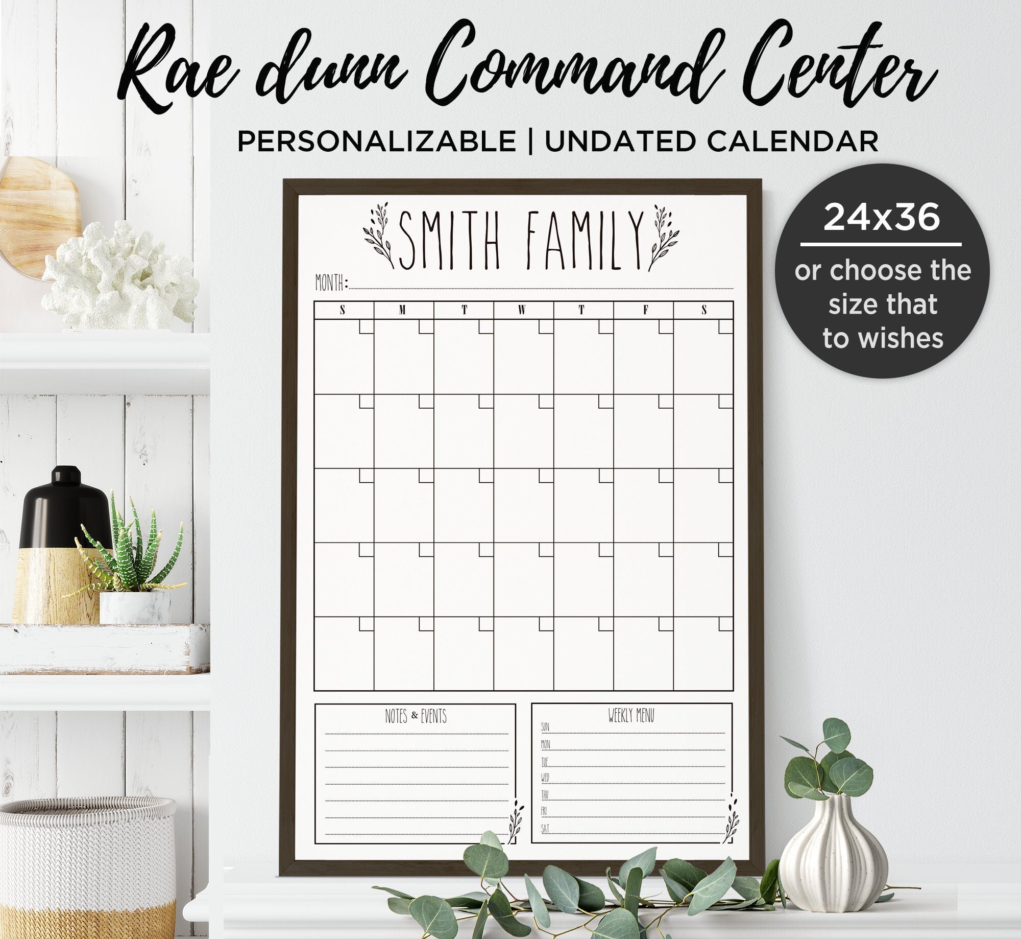 Printable Family Calendar Chalkboard Wall Art, Command Center, Family —  TidyLady Printables