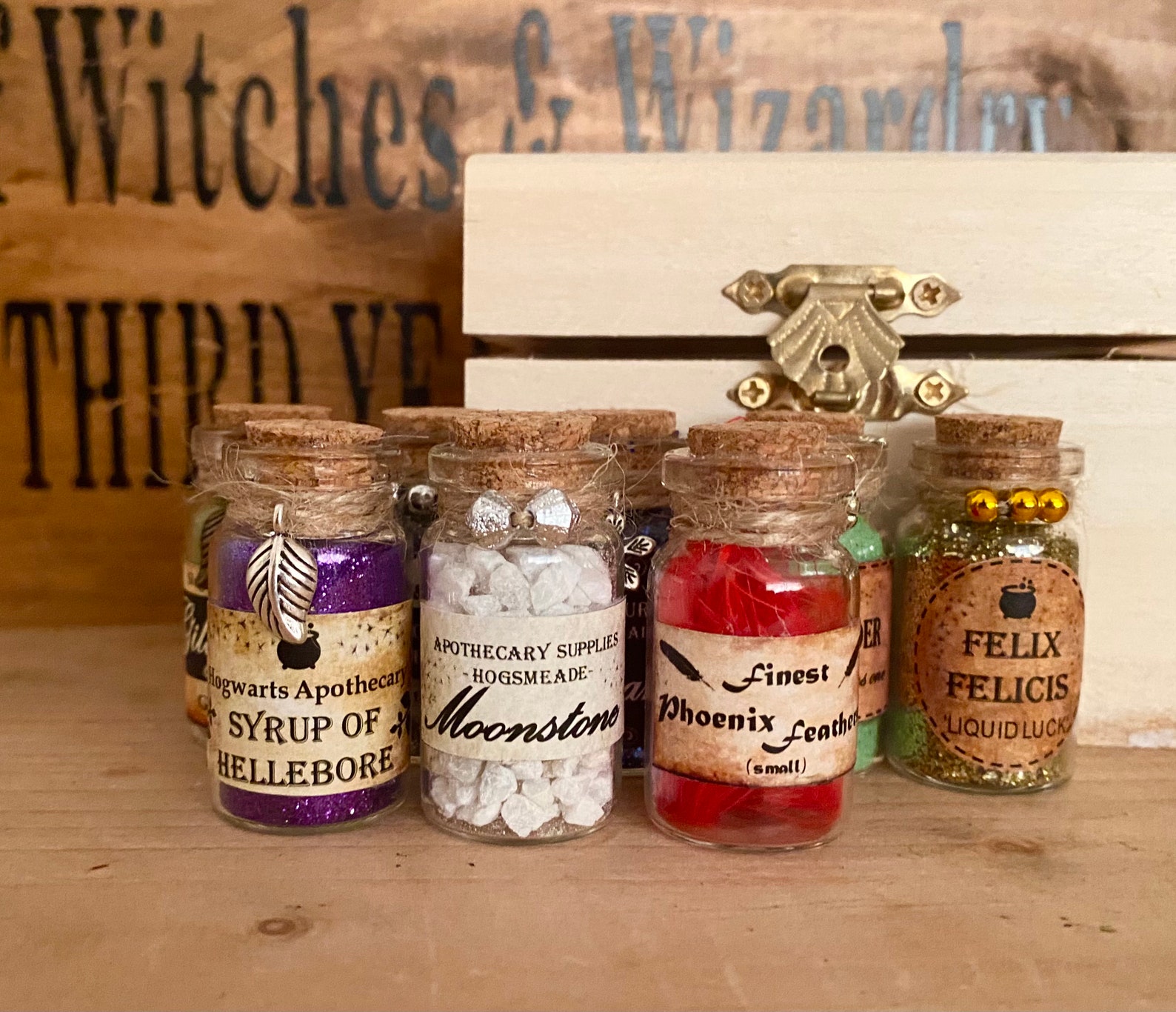 Mini gift set of potions and ingredients 8 potions in wooden Etsy