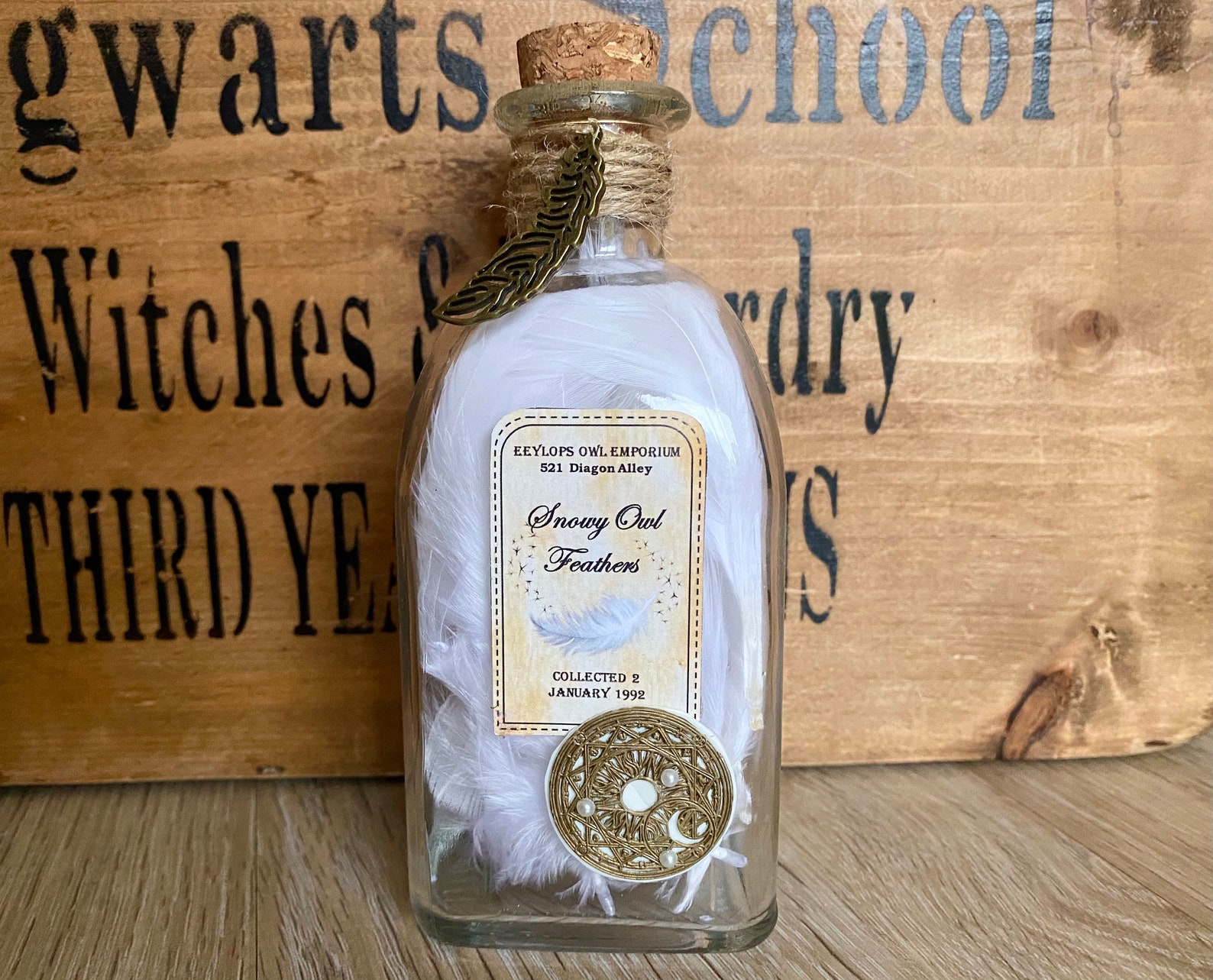Snowy owl feathers Harry Potter ingredient potion bottles Etsy