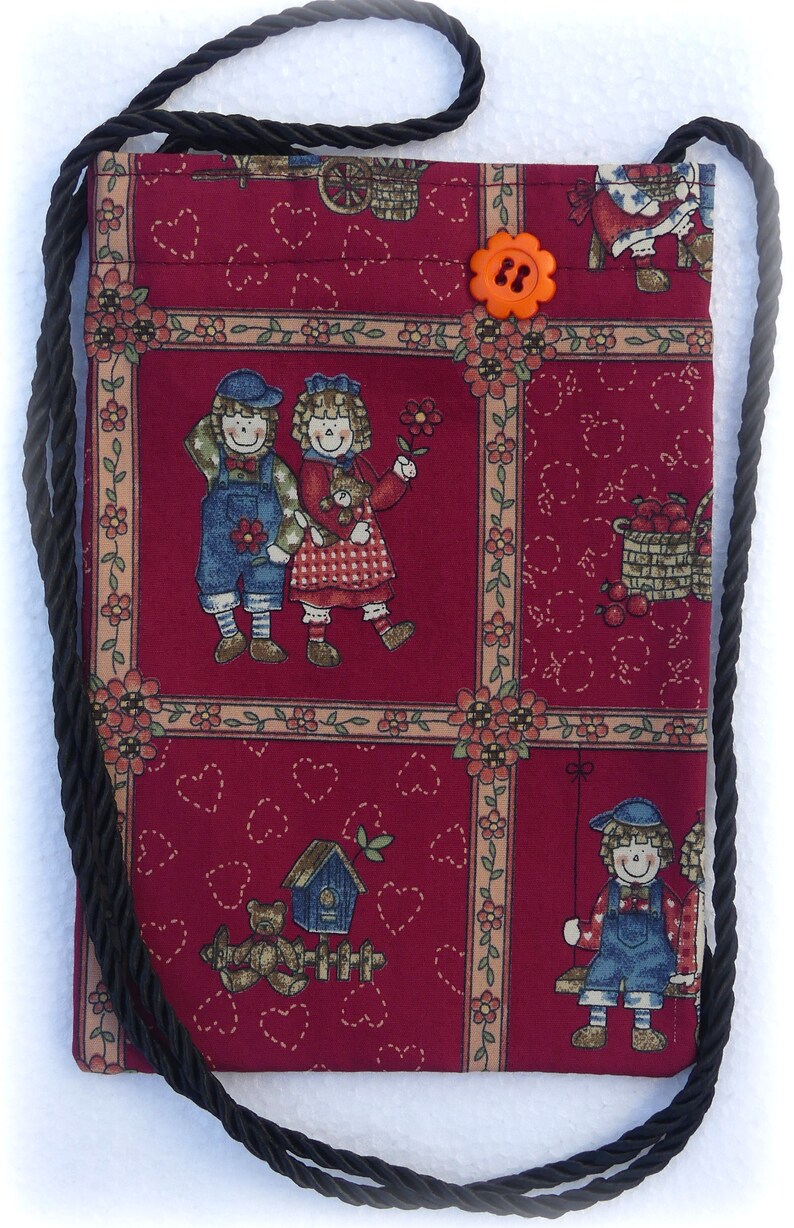 Mobile phone pouch cotton fabric created artist Sandra Coen