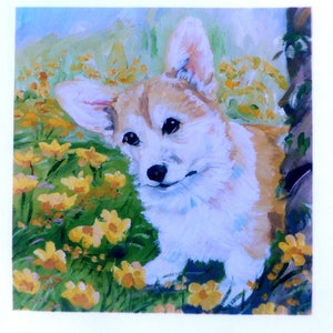 Corgi dog charming design printed onto cotton feel polyester fabric-great sewing project.