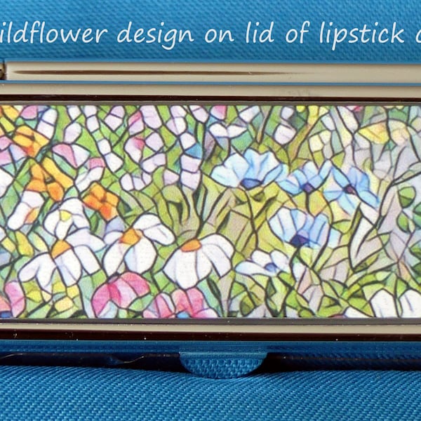 LIPSTICK HOLDER CASE cosmetic Wildflower design Handbag garden lover gift Sandra Coen artist