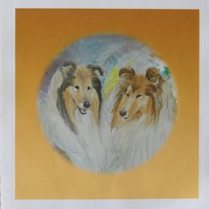 Rough Collie Dog Portrait Fabric: Sewing & Quilting Design