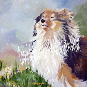 Sheltie Dog Fabric Print: Sandra Coen Oil Painting Design
