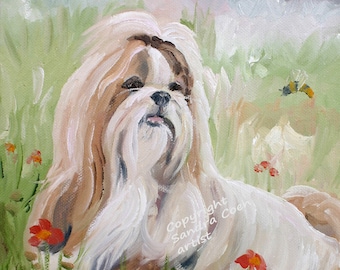 シーズー犬の絵画 - 6 x 6 x 1 1/2 - Etsy 日本