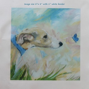 WHIPPET HOUND DOG striking new oil painting design printed onto cotton feel polyester by artist Sandra Coen