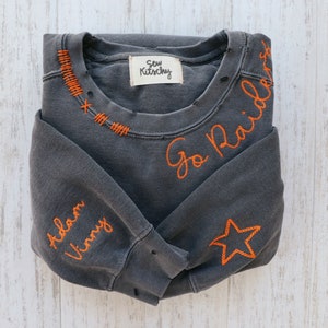 VINTAGE CUSTOM CREW + Custom Embroidered Hand Distressed Crew Neck Sweatshirt