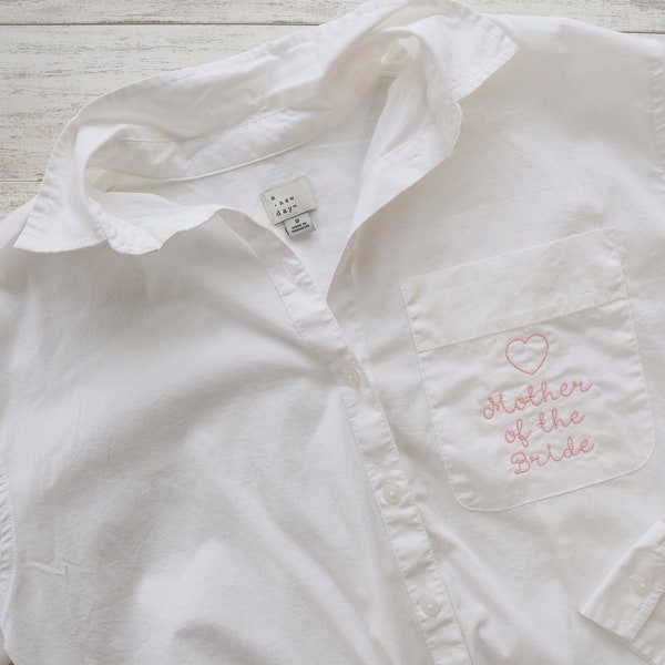 EMBROIDERED BUTTON DOWN + Custom Embroidered White Button Down Cotton Shirt