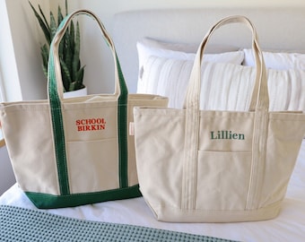 Personalized Canvas Tote, Embroidered Boat Tote, Monogram Canvas Tote Bag, Custom Tote Bag, Preppy Boat Tote Bag, Monogramed Beach Bag