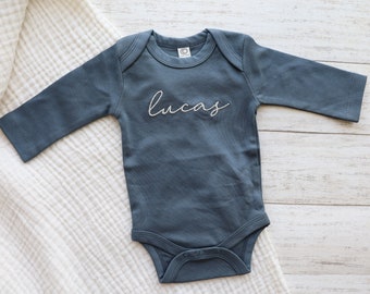 Organic Baby Name Onesie®, Custom Embroidered Name Colored Organics® Onesie ®, New Baby, Newborn, Baby Shower Gift, Coming home outfit