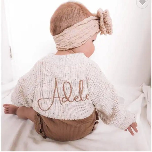 PERSONALIZED BABY + TODDLER Sweater Embroidered Baby and Toddler Knit Sweater