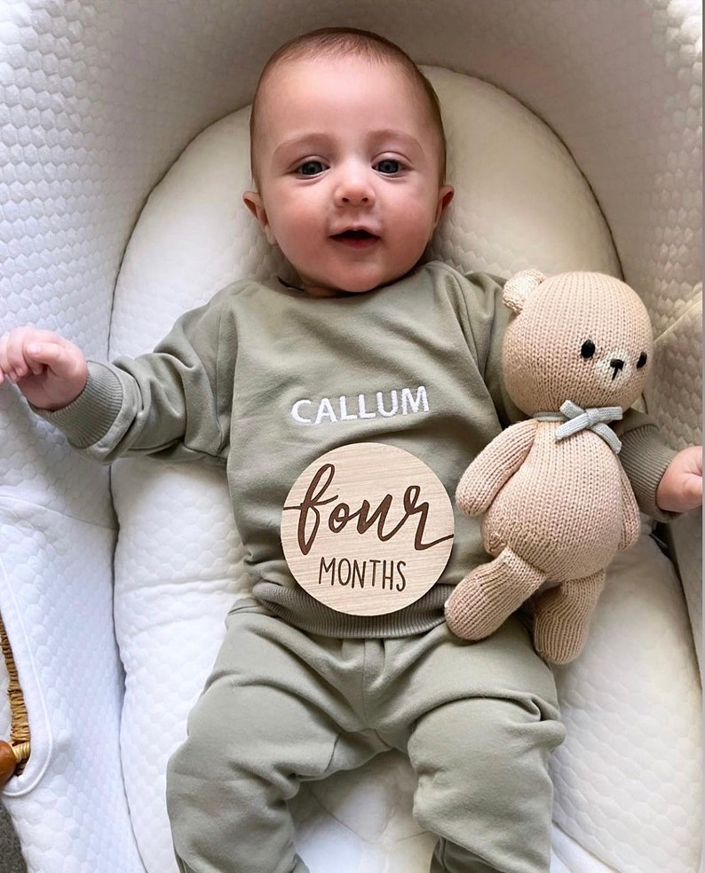 CUSTOM KIDS SWEATSUIT, Personalized Embroidered Organic Cotton Sweatshirt and Sweatpants image 2