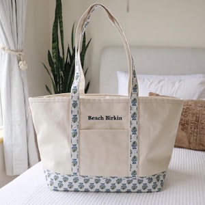 Personalized Canvas Tote, Embroidered Tote, Monogram Canvas Tote Bag, Custom Tote Bag, Preppy Boat Bag, Monogramed Beach Bag image 5