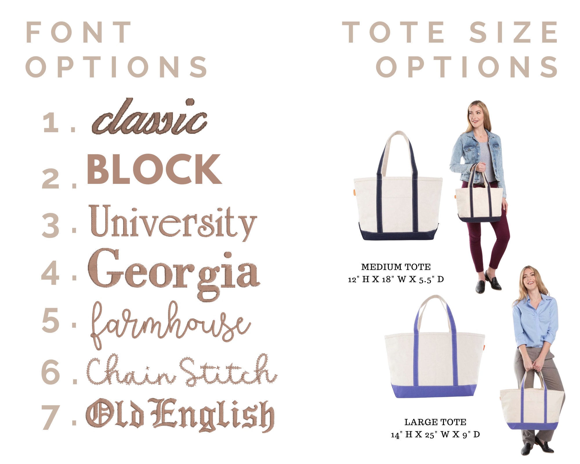 Personalized Canvas Tote, Embroidered Tote, Monogram Canvas