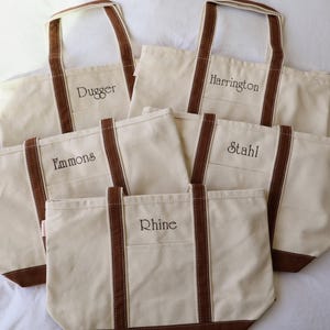 Personalized Canvas Tote, Embroidered Tote, Monogram Canvas Tote Bag, Custom Tote Bag, Preppy Boat Bag, Monogramed Beach Bag image 9