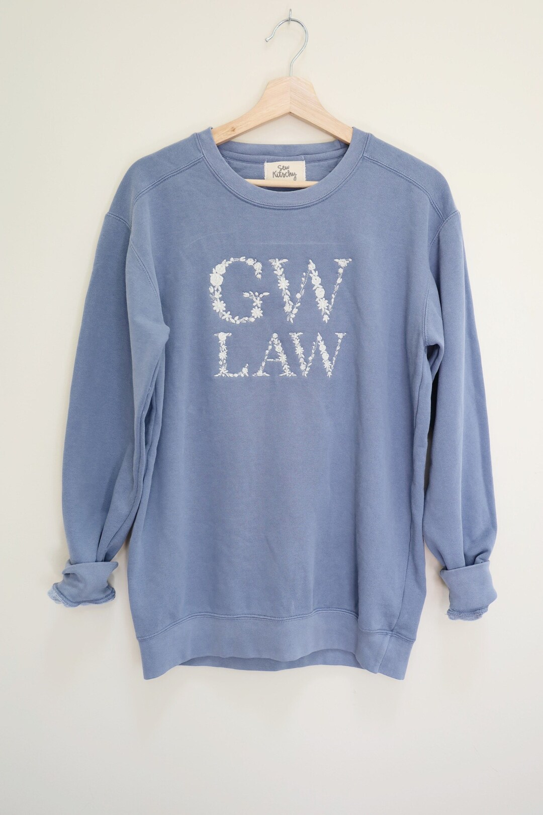 COLLEGE FLORAL EMBROIDERED Crew Womens Custom Embroidered Crew Neck Sweatshirt High School College Graduation Etsy