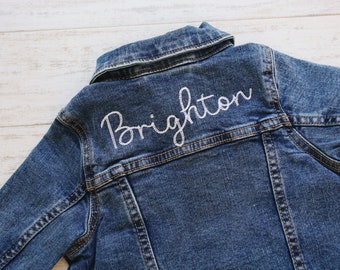 EMBROIDERED DENIM JACKET Mail In *Jacket not included* Mail in Embroidery for Baby, Toddler, Youth, Adult Personalized Denim Jacket