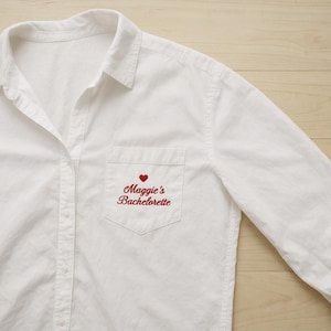 EMBROIDERED BUTTON DOWN + Custom Embroidered White Button Down Cotton Shirt