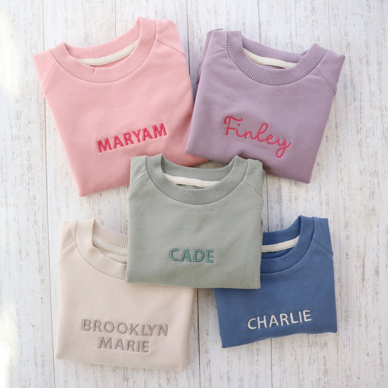 CUSTOM KIDS SWEATSUIT, Personalized Embroidered Organic Cotton Sweatshirt and Sweatpants image 3