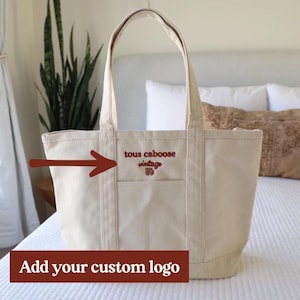 Logo Canvas Tote, Embroidered Tote, Monogram Canvas Tote Bag, Custom Tote Bag, Preppy Boat Bag, Monogramed Beach Bag, Add your logo
