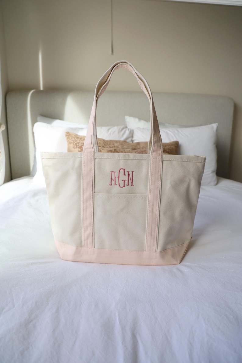 Personalized Canvas Tote, Embroidered Tote, Monogram Canvas Tote Bag, Custom Tote Bag, Preppy Boat Bag, Monogramed Beach Bag image 10