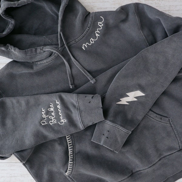 Sudadera con capucha vintage personalizada + sudadera con capucha desgastada a mano bordada personalizada