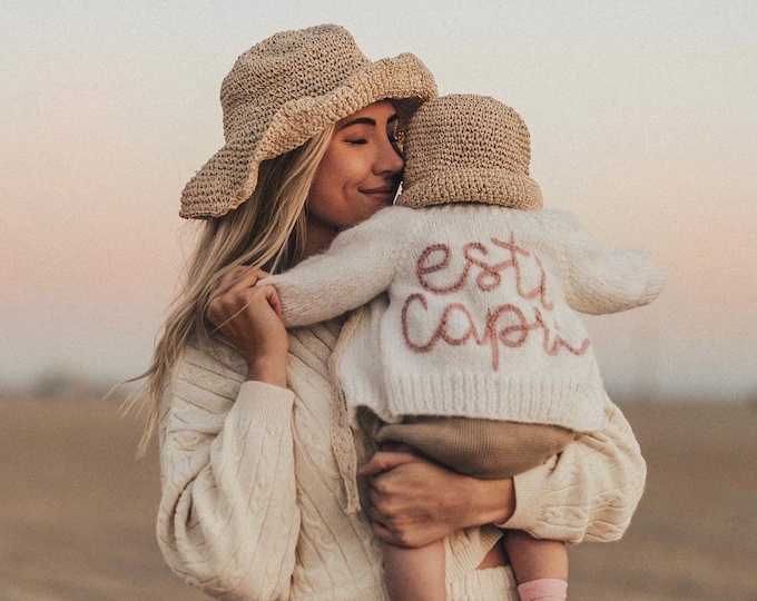 Hand Embroidered Baby Cardigan | Personalized Name Knit Sweater