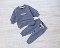 Custom Kids Set – Personalized Embroidered Organic Cotton Sweatshirt + Joggers Set with Name – Matching Set Gift