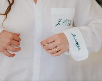 Custom Embroidered Button Down Shirt | Personalized Monogram Shirt | Oversized Button Up | Gift for Her | Everyday Classic