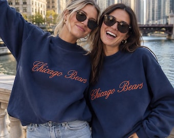 Chicago Bears Embroidered Mockneck Sweatshirt | NFL Game Day Crewneck | Bears Sweatshirt