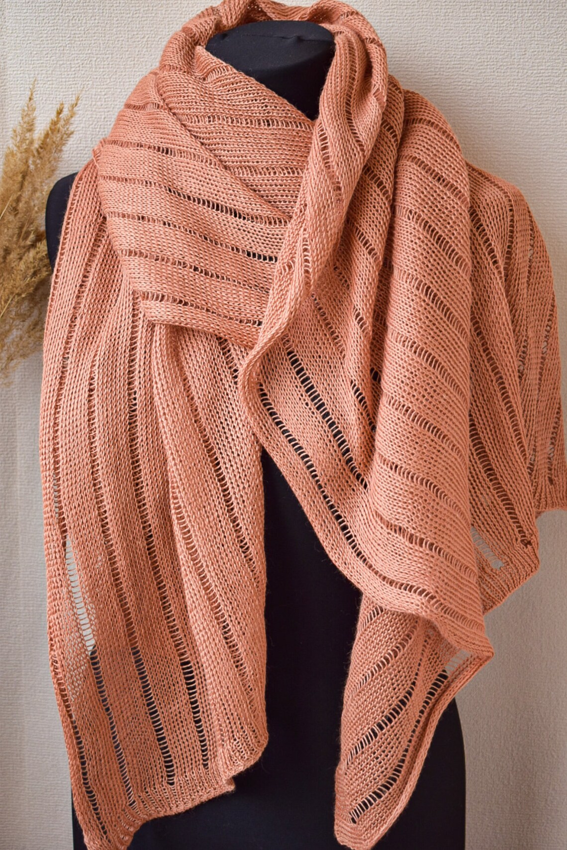 Knitted summer scarf made of 100 nettle. Summer Knitted Etsy