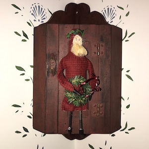 Mini Primitive Handmade Santa Ornament  - Christmas Decoration