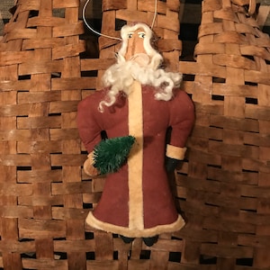 Primitive Handmade and Painted Santa Claus - Christmas Decoration