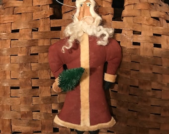 Primitive Handmade and Painted Santa Claus - Christmas Decoration