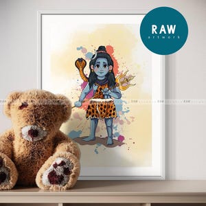 Impression d&#39;art bébé Shiva : art mural dieu hindou coloré