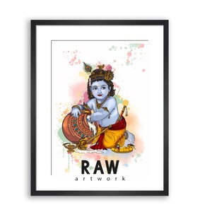 Krishna Artwork, Hindu God, Baby Krishna Colourful, Krishna WallArt, Hindu Painting, Abstract Krishna, Abstract Hindu God image 2