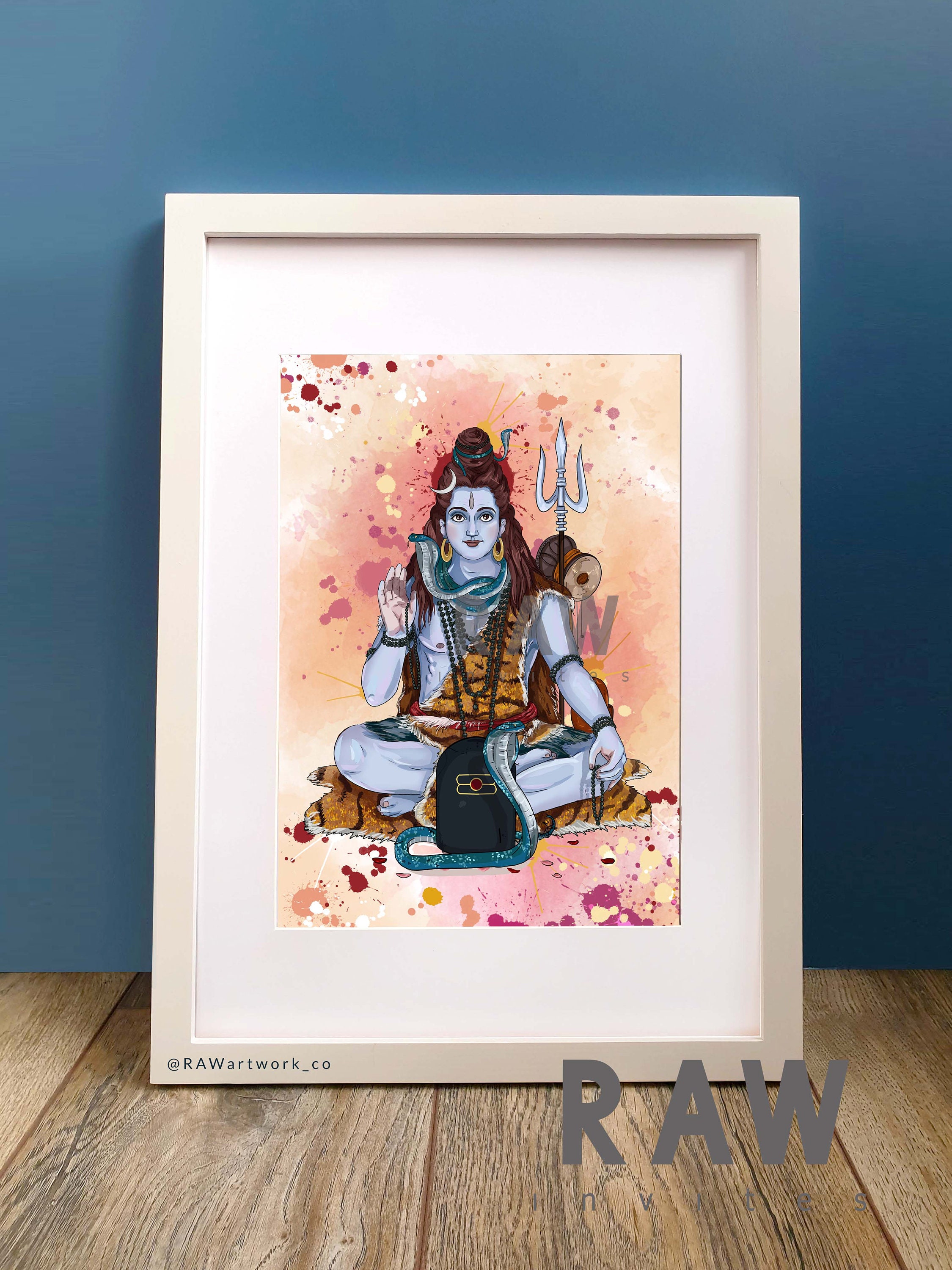 Lord Shiva Artwork, Hindu Gift, Shiva Colourful, Shiva Wallart, Shiva