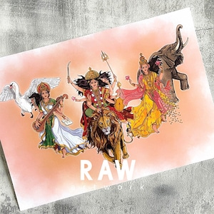 Tridevi Print: Abstract Hindu Goddess Artwork (A4)