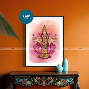 Lakshmi Godess Artwork, Indian Gifting, Lakshmi Colourful, Lakshmi WallArt, Lakshmi Rainbow, Hindu Christmas Gift, Abstract Hindu God
