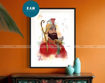 Guru Gobind Singh Ji Art Print: Sikh Wall Decor, Ik Onkar