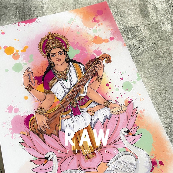 Maa Saraswati, a quick pencil sketch - Anu's creativity | Facebook
