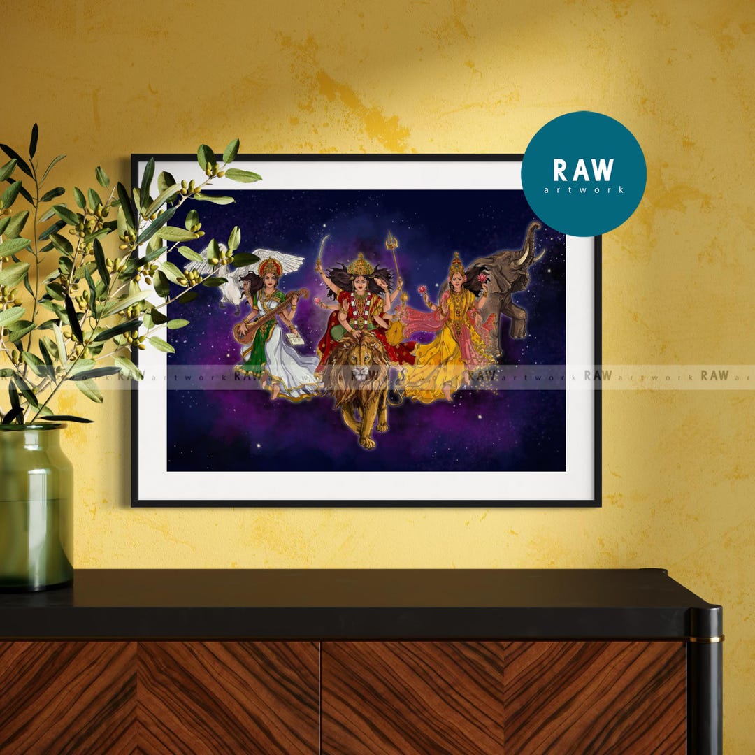 Tridevi Print: Abstract Hindu Goddess Artwork (A4) - Etsy