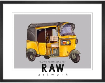 Tuk Tuk Art Print India Heritage | Rickshaw Wall Art | Vibrant Cultural Decor | A4 Souvenir Gift