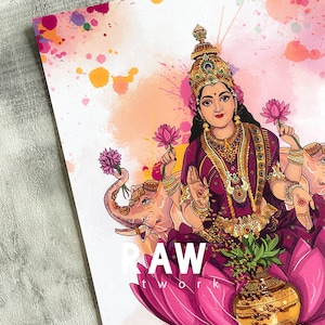 Lakshmi Godess Artwork, Indian Gifting, Lakshmi Colourful, Lakshmi WallArt, Lakshmi Rainbow, Hindu Christmas Gift, Abstract Hindu God